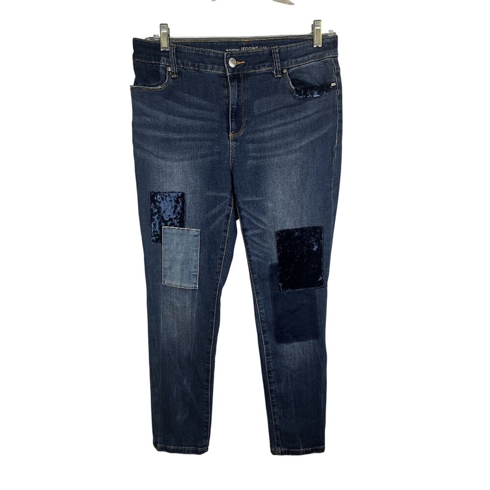 Chicos Patchwork Denim Jegging Jean 10P Western Classic High Rise Skinny Preppy